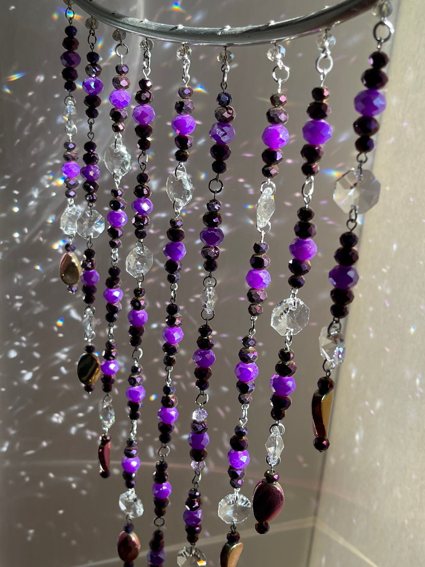 Dark Purple Beaded Sun Catcher for Window Decor