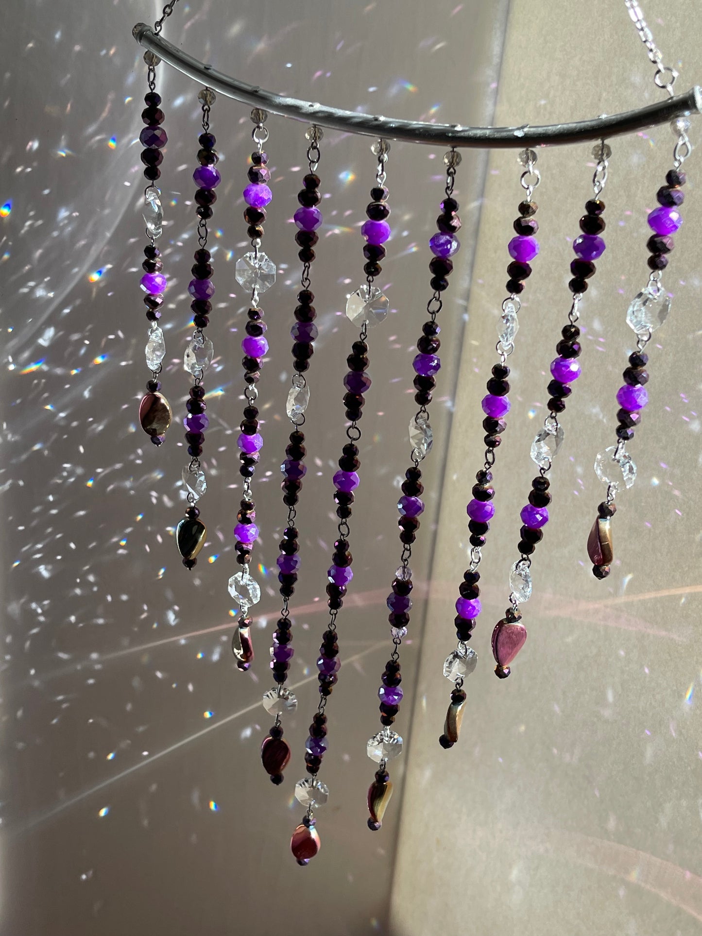 Dark Purple Beaded Sun Catcher for Window Decor