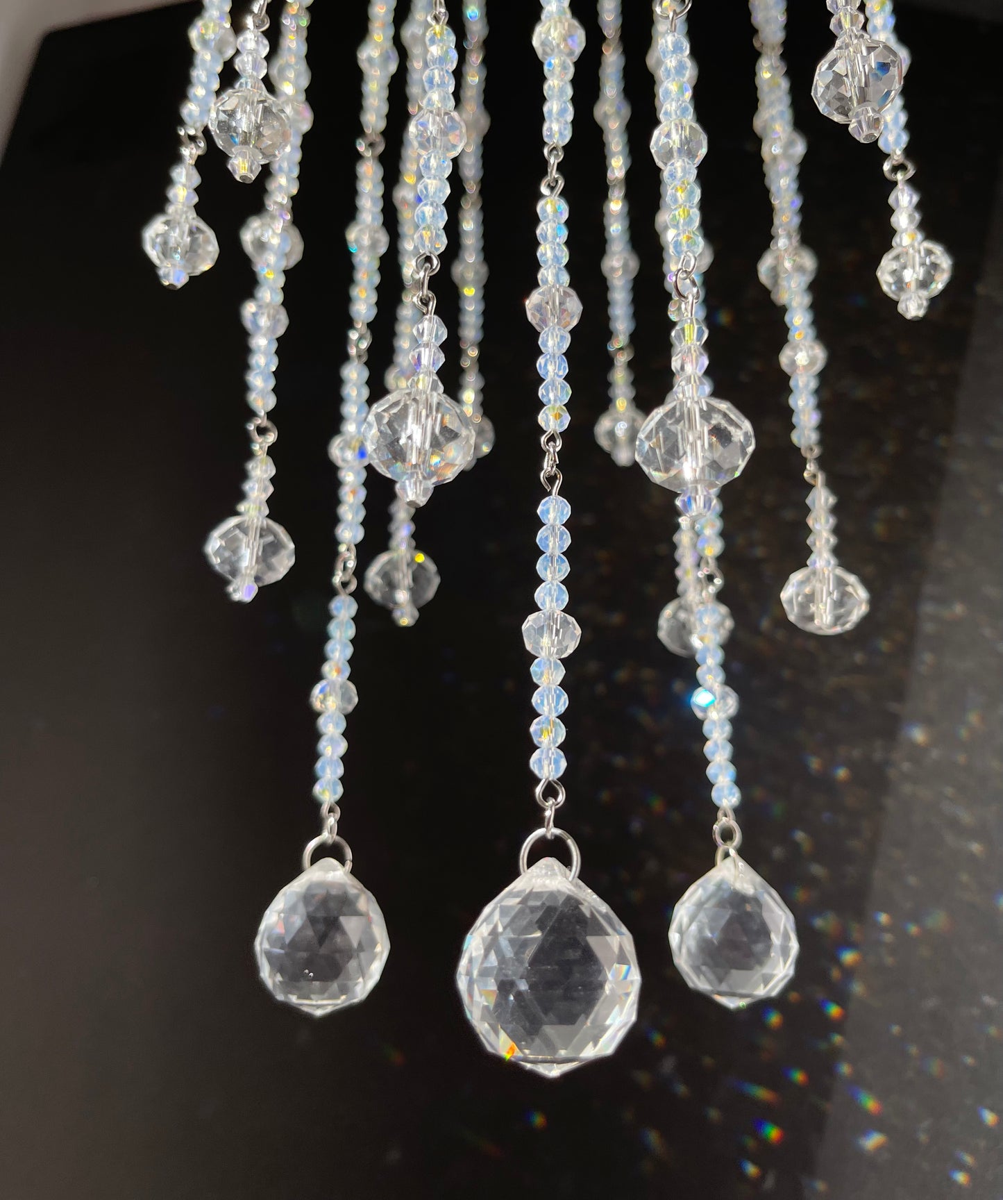 Hanging Crystal for Wedding Center pieces, Beaded Suncatcher, Rainbow maker, Balcony decor, Patio decor, Window hanging, Ceiling hanging