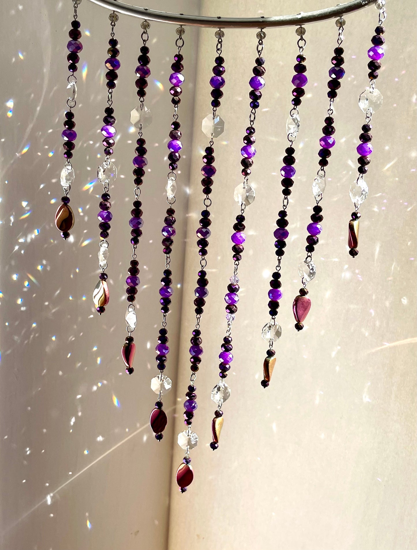 Dark Purple Beaded Sun Catcher for Window Decor