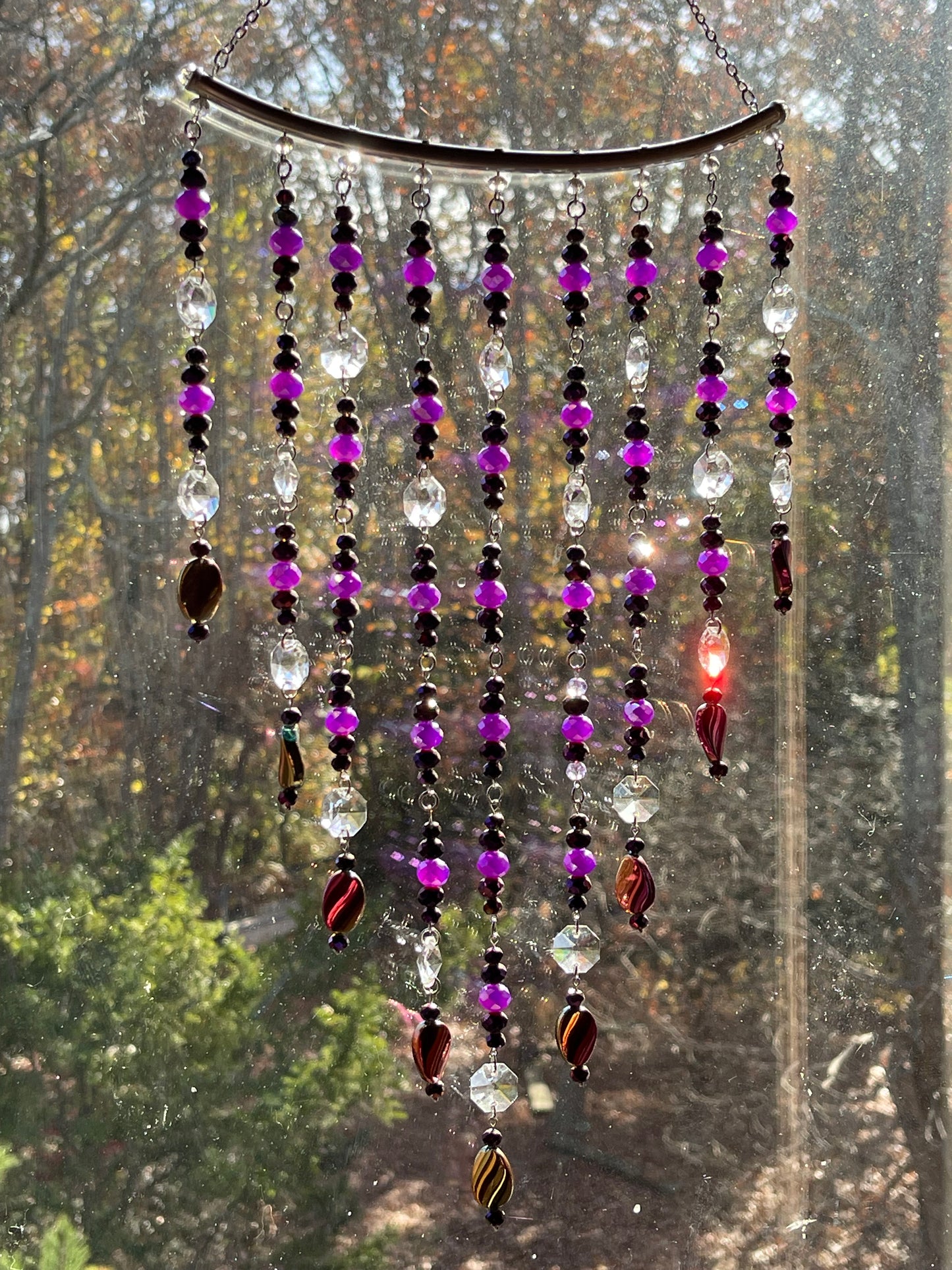 Dark Purple Beaded Sun Catcher for Window Decor
