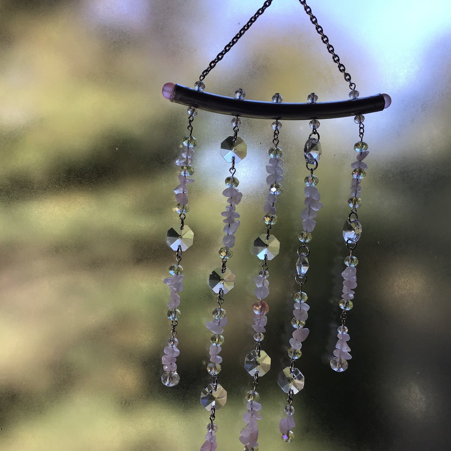 Rose Quartz Crystal Sun Catcher for Windows