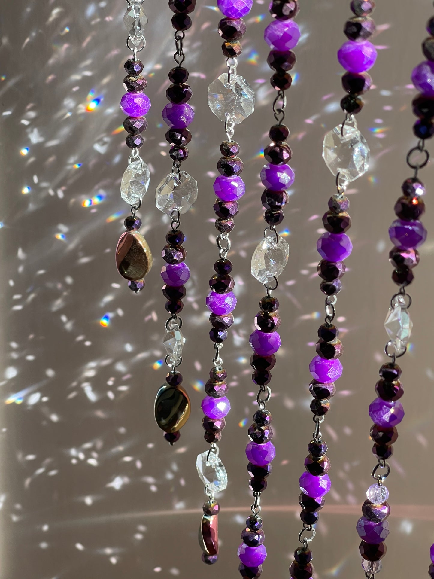Dark Purple Beaded Sun Catcher for Window Decor