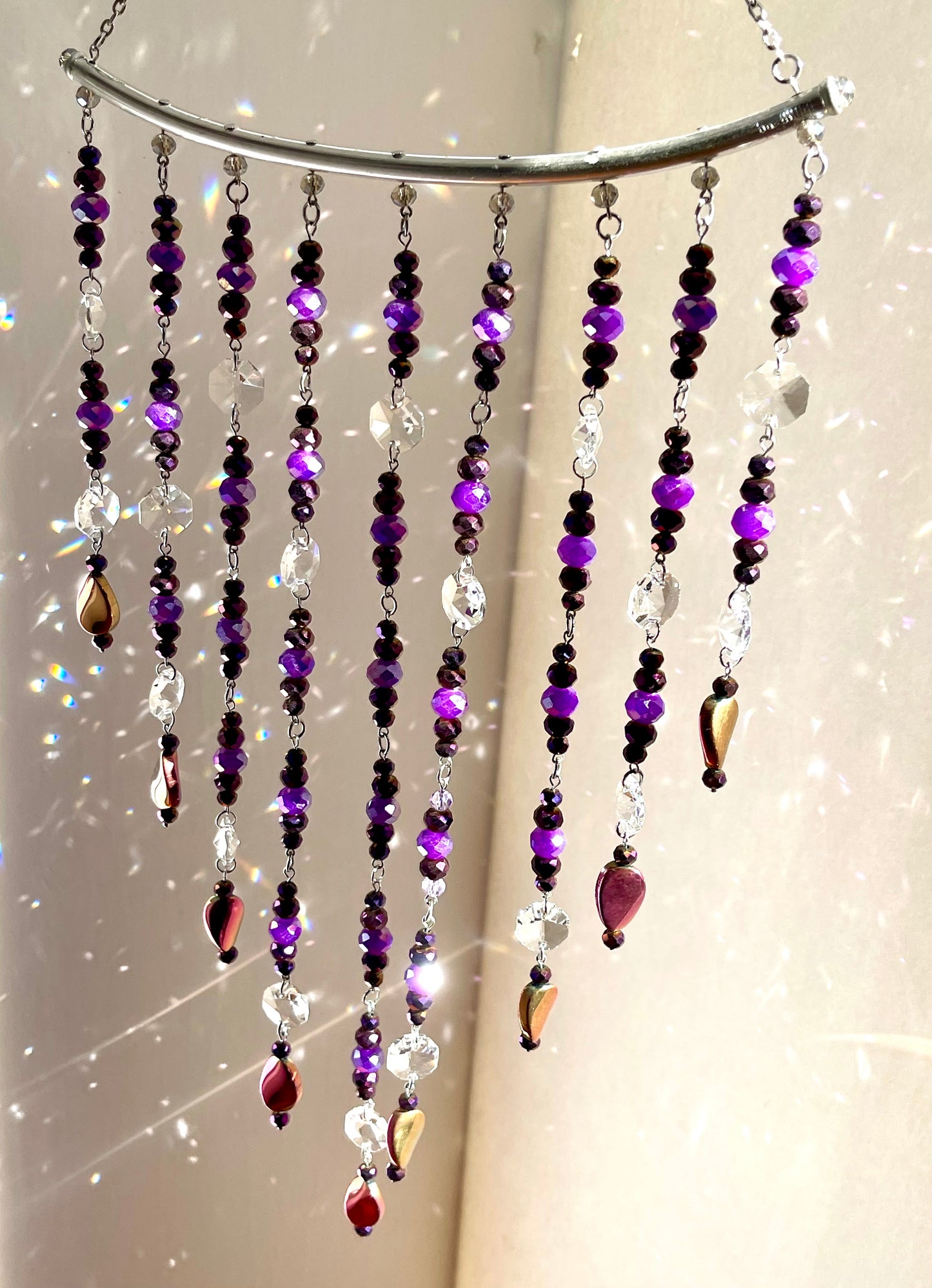 Dark Purple Beaded Sun Catcher for Window Decor