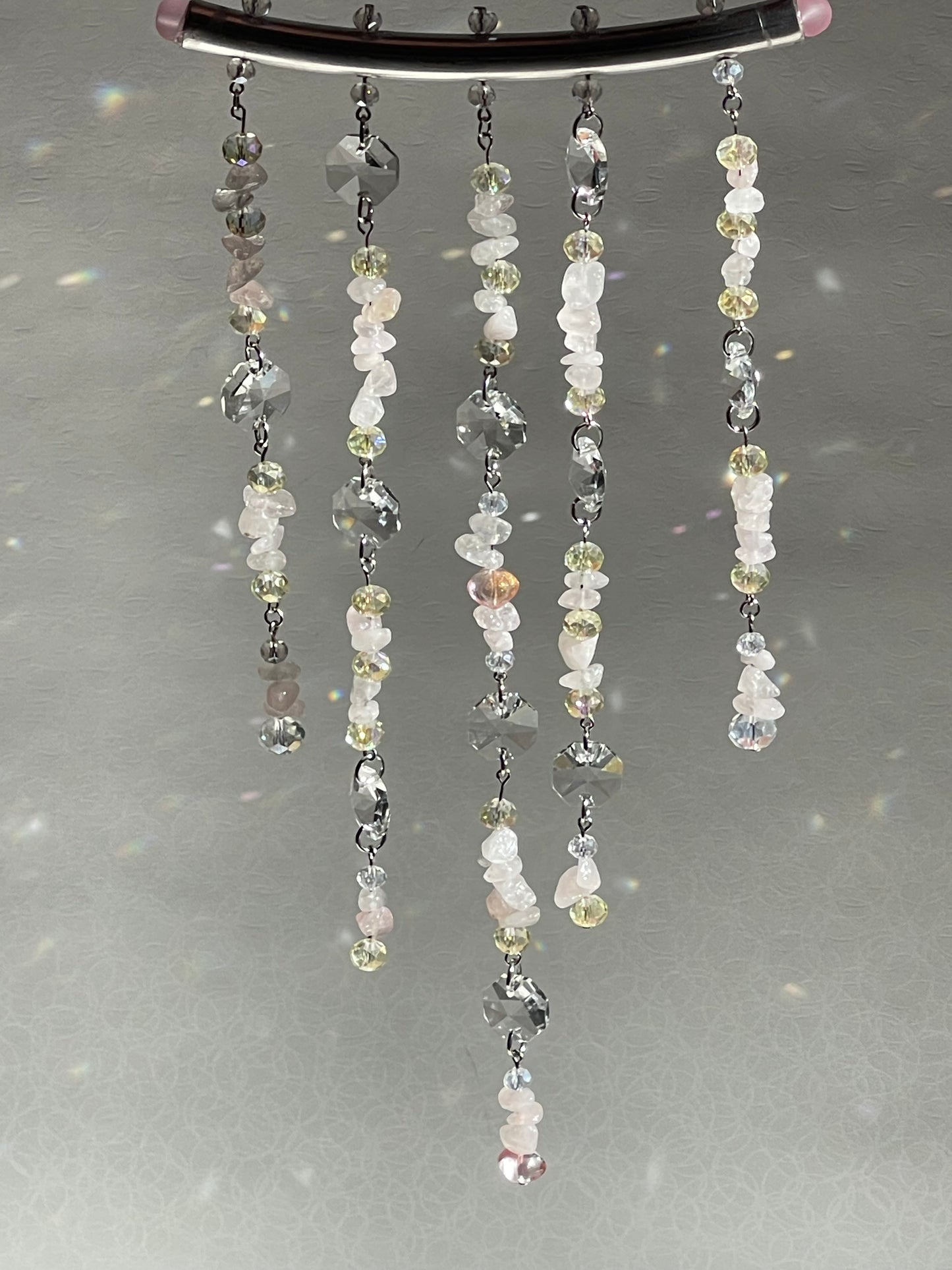 Rose Quartz Crystal Sun Catcher for Windows