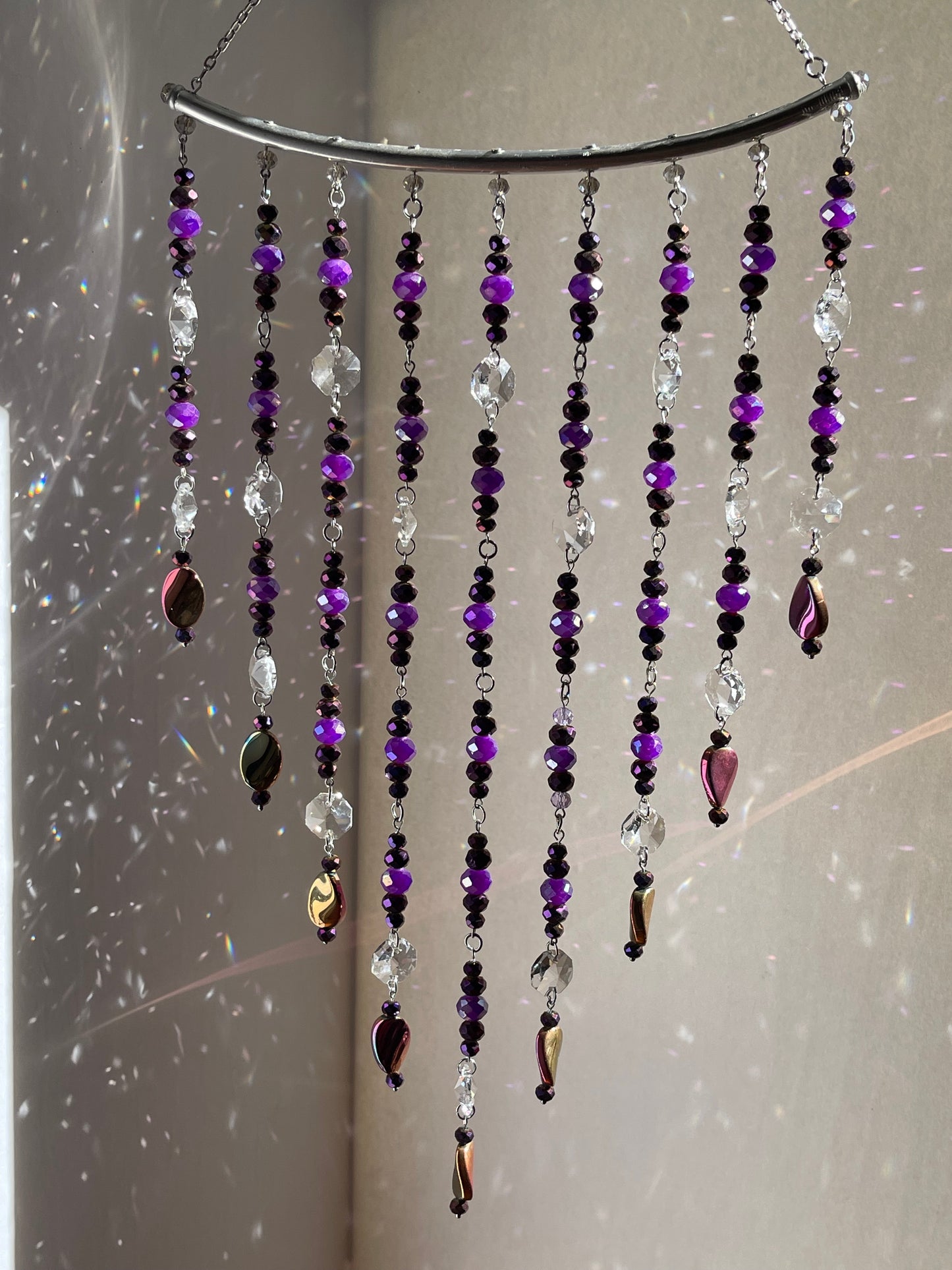 Dark Purple Beaded Sun Catcher for Window Decor