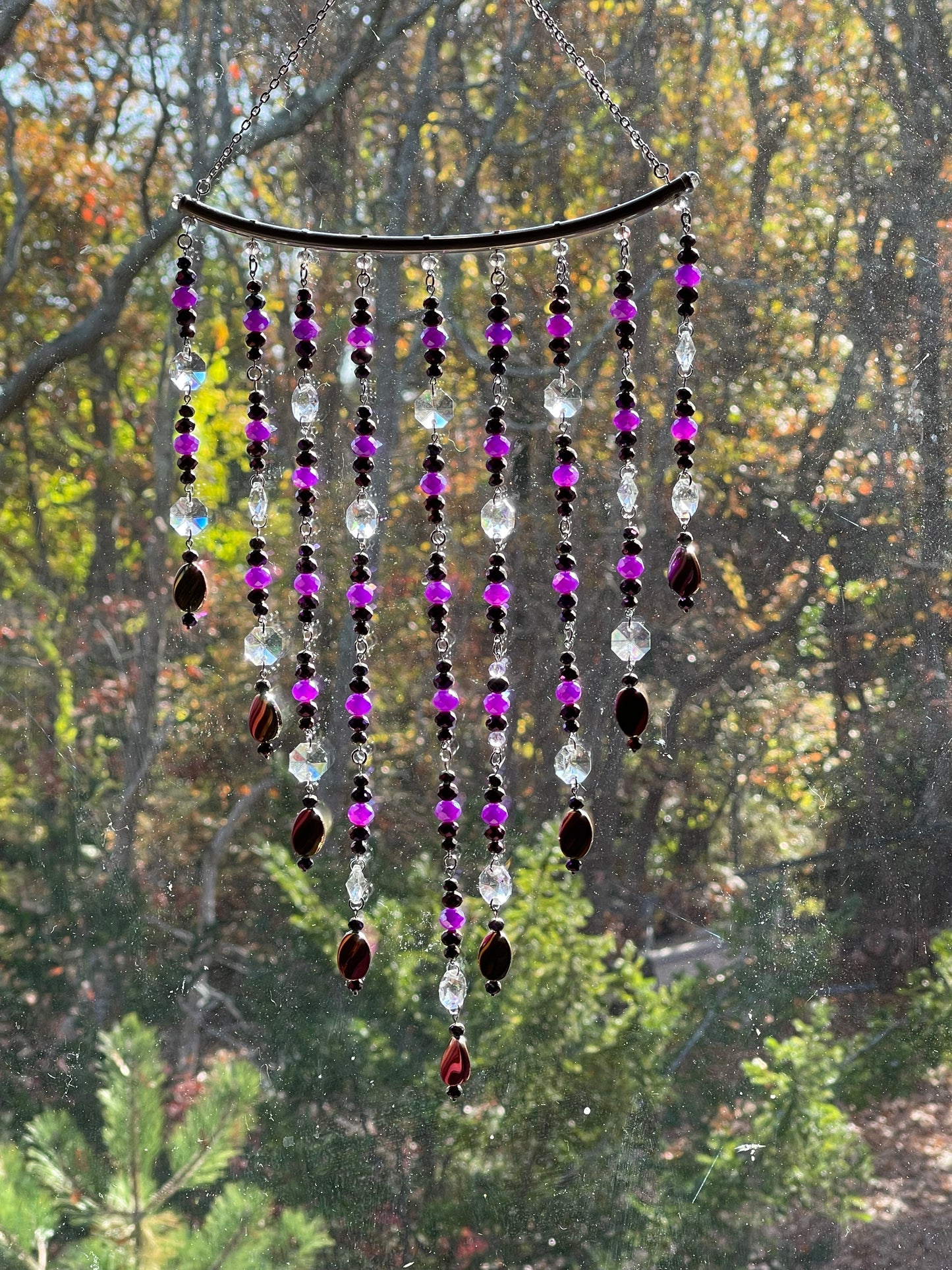 Dark Purple Beaded Sun Catcher for Window Decor