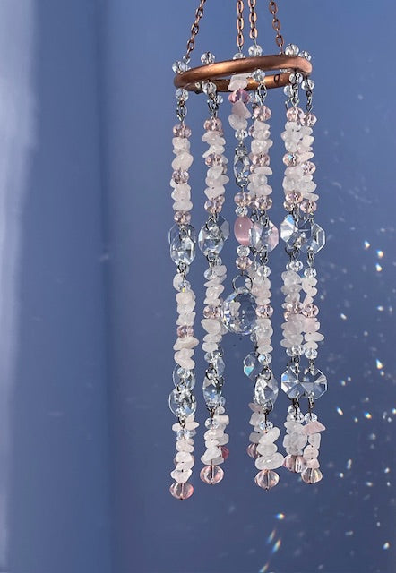 Rose Quartz Crystal Boho Home Decor Sun Catcher