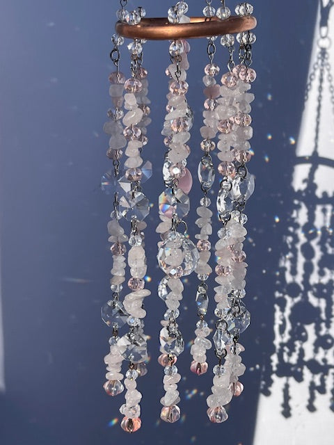 Rose Quartz Crystal Boho Home Decor Sun Catcher