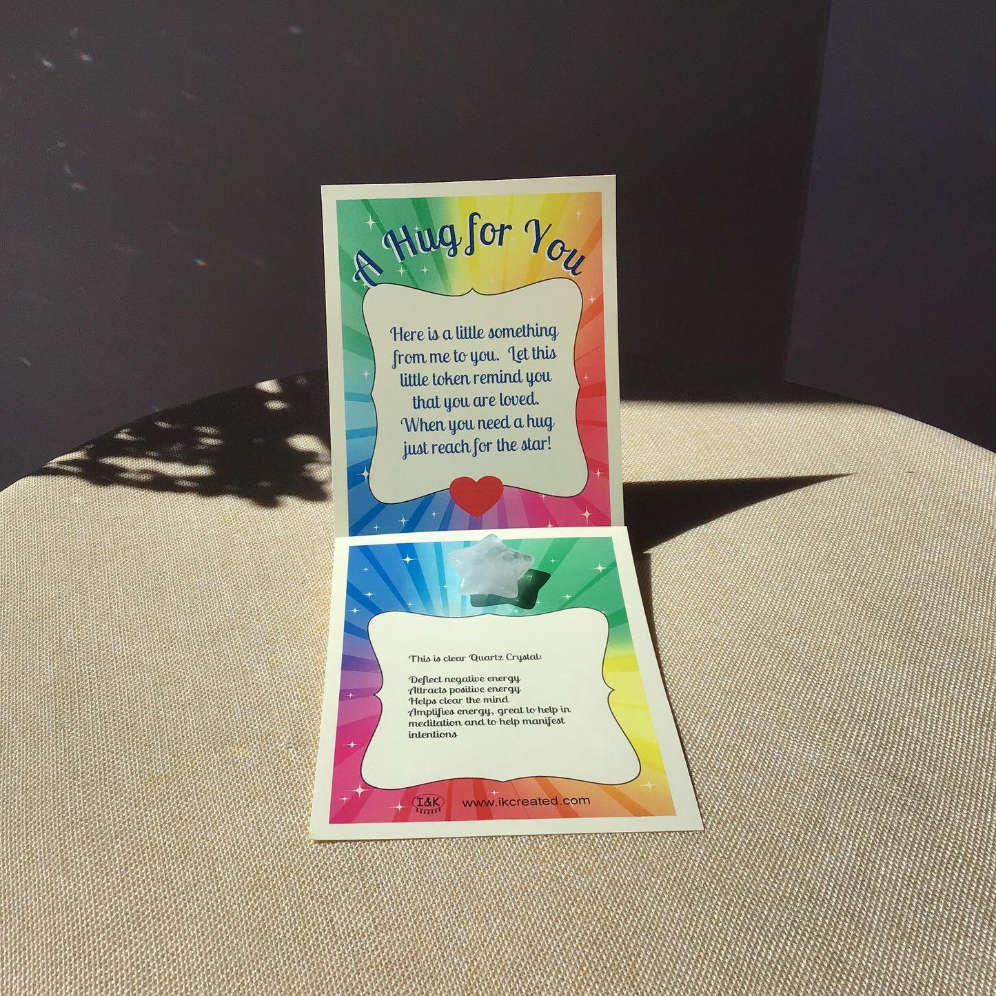 Pocket Hug Token, Sending you A Hug from Me to You, Worry stone, Clear Quart Crystal