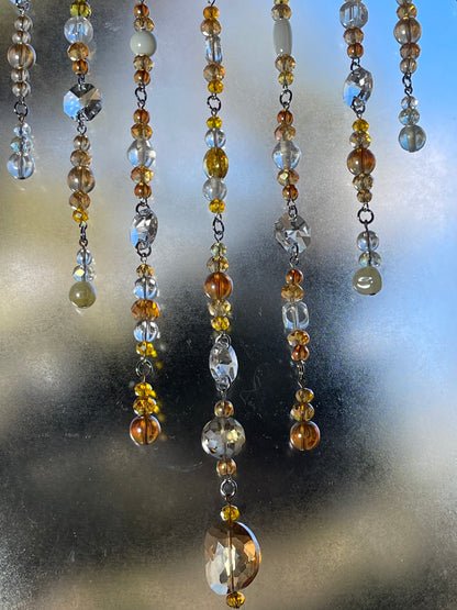 Boho Window Hanging Gold toned Crystals