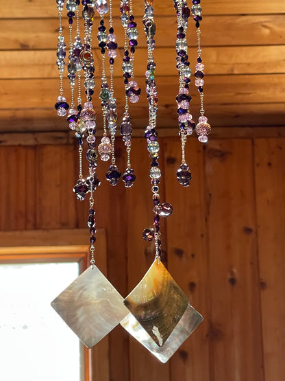 Purple Beaded Mobile with 3 Blackliped Shells