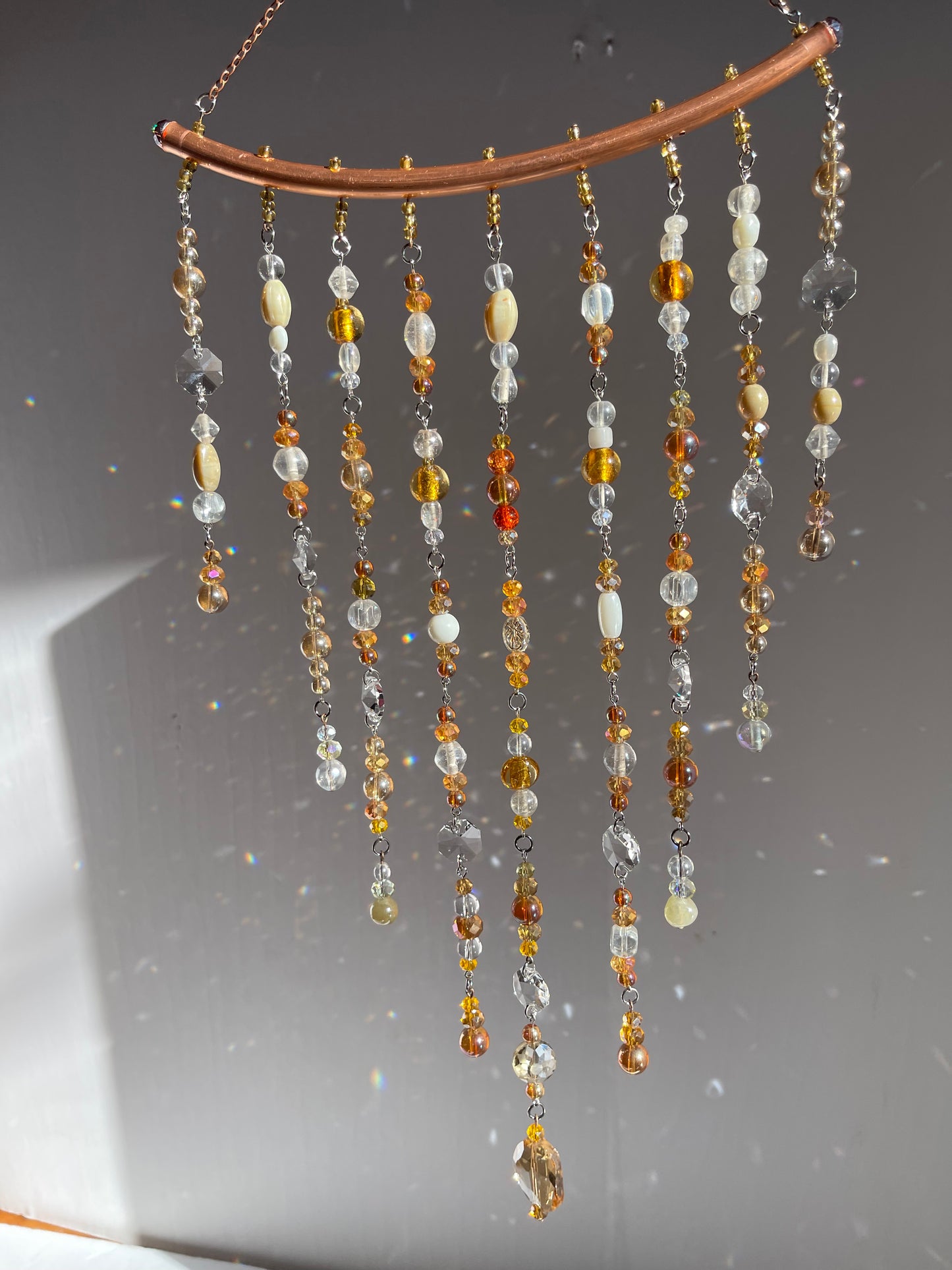 Boho Window Hanging Gold toned Crystals