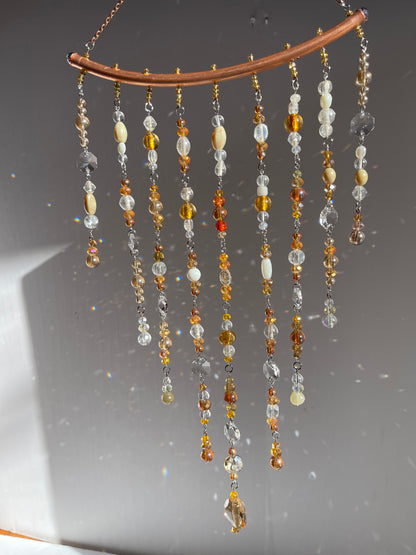 Boho Window Hanging Gold toned Crystals