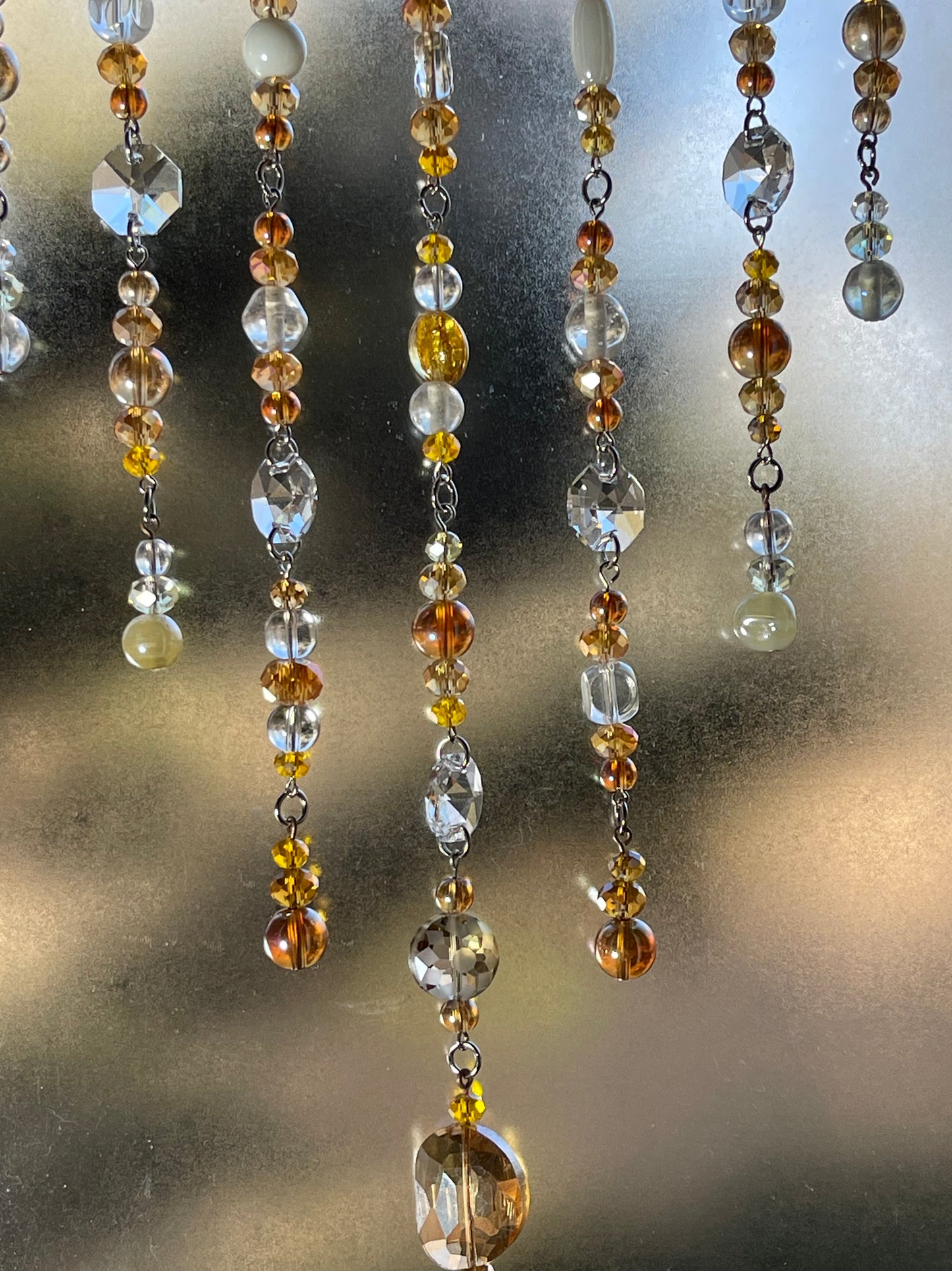 Boho Window Hanging Gold toned Crystals