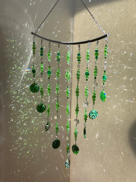 Green Millefiori  Beaded Sun Catcher for Window Decor