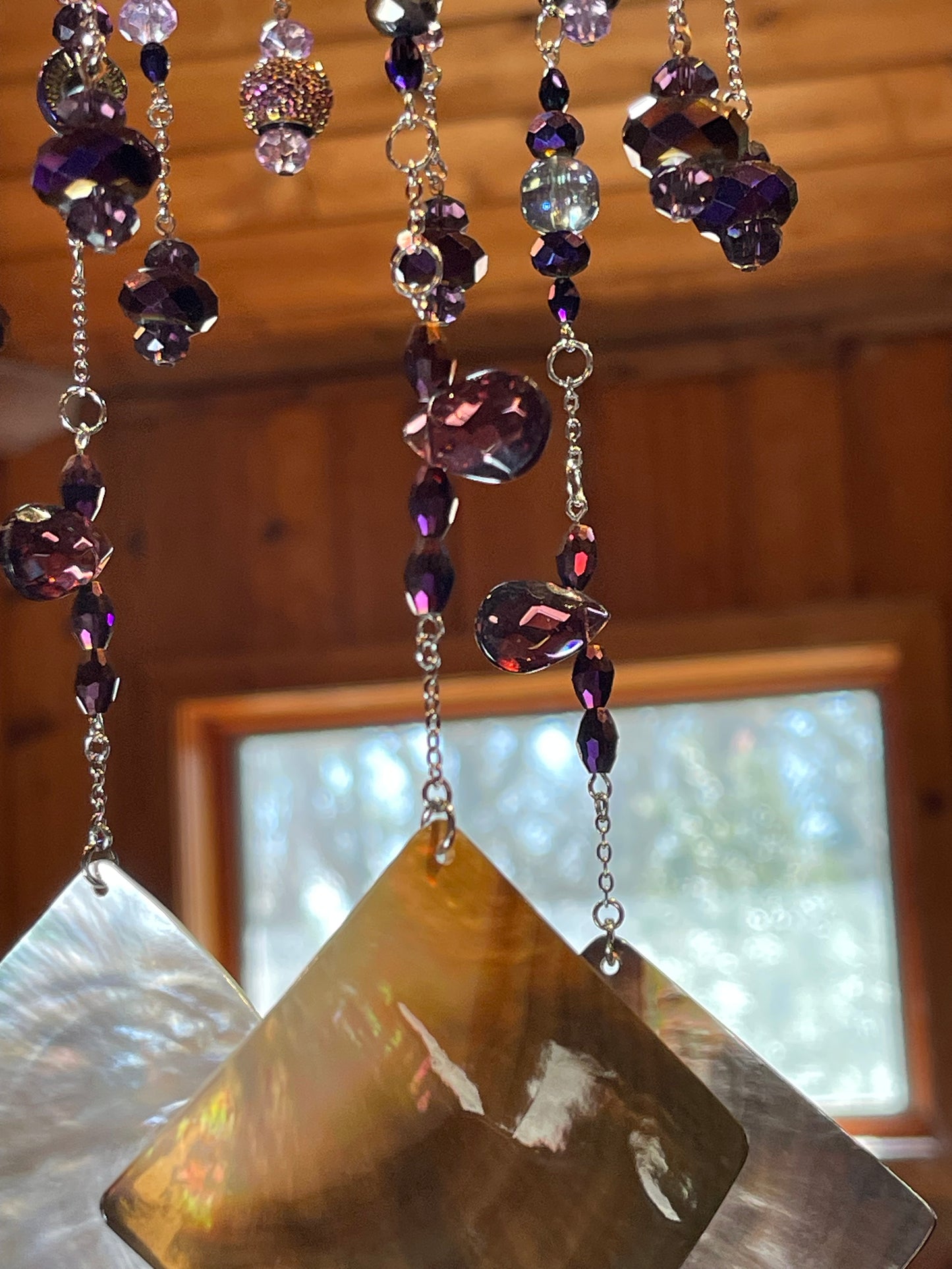 Purple Beaded Mobile with 3 Blackliped Shells