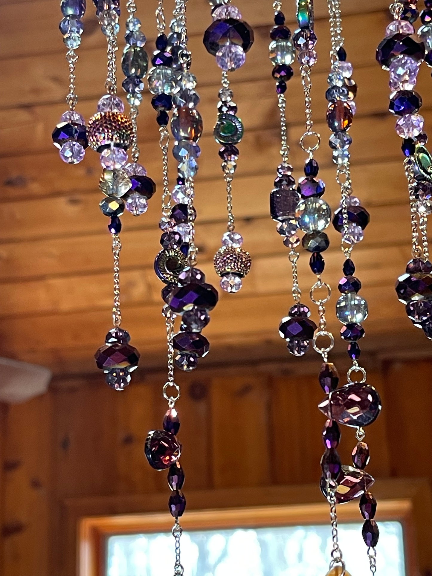 Purple Beaded Mobile with 3 Blackliped Shells