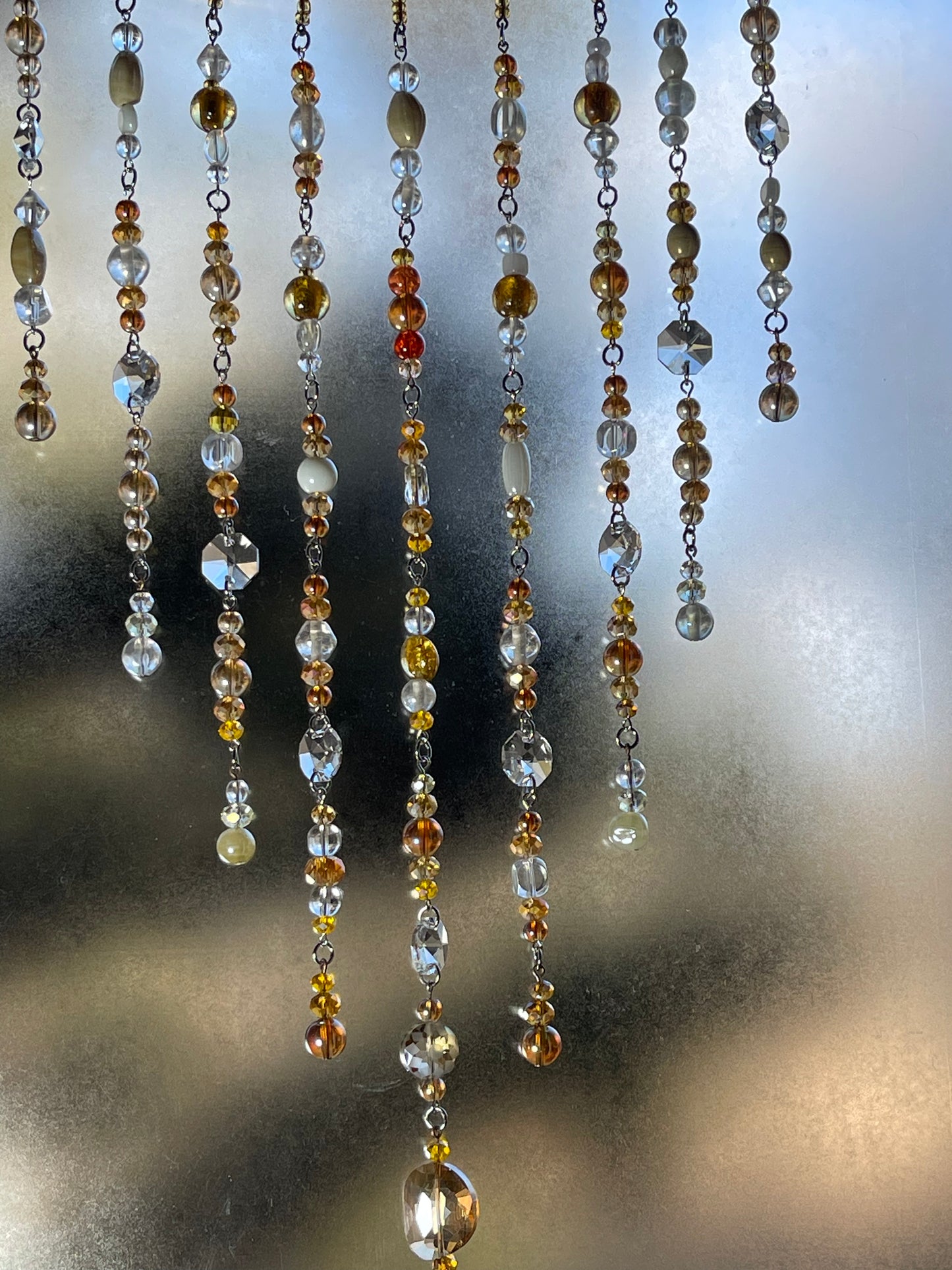 Boho Window Hanging Gold toned Crystals