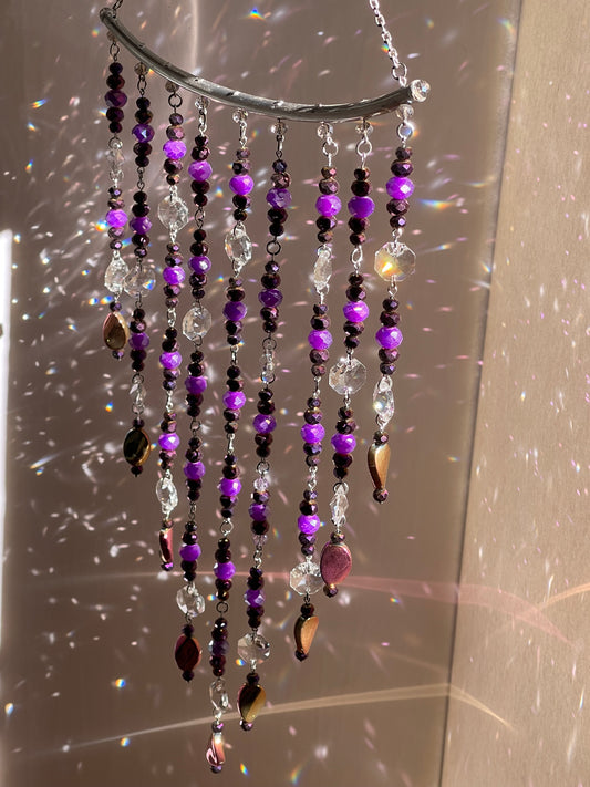 Dark Purple Beaded Sun Catcher for Window Decor