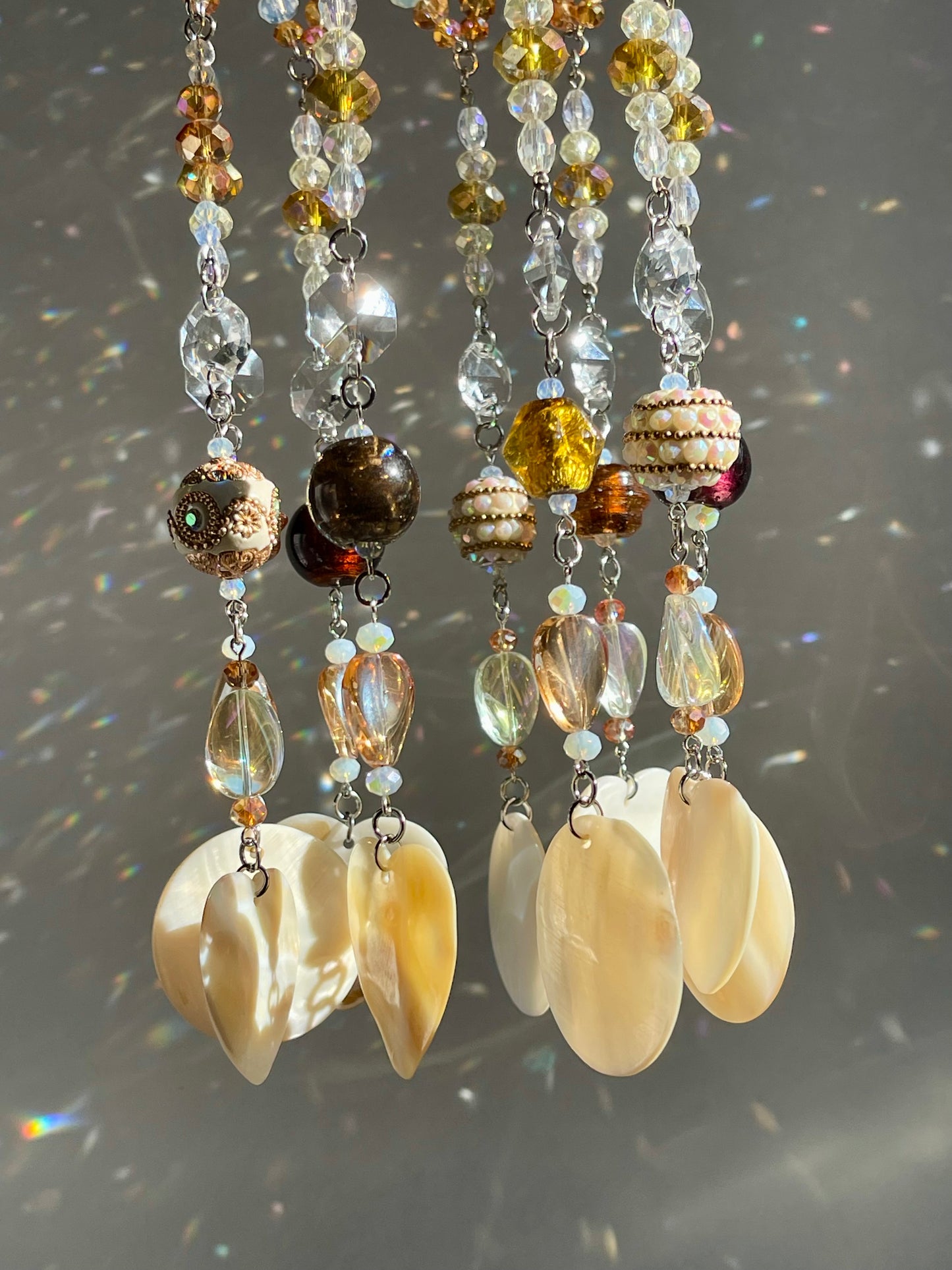 Elegant Golden Sea Shell Wind Chime Sun Catcher