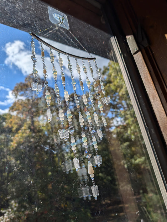 Clear and White Crystals with Butterflies Window Decor Rainbow Maker Sun Catcher