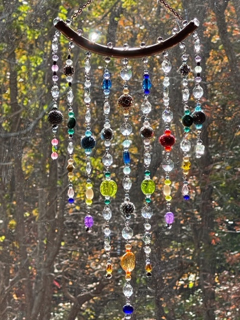 One of Kind Handmade Crystal and Clay Beaded Sun Catcher