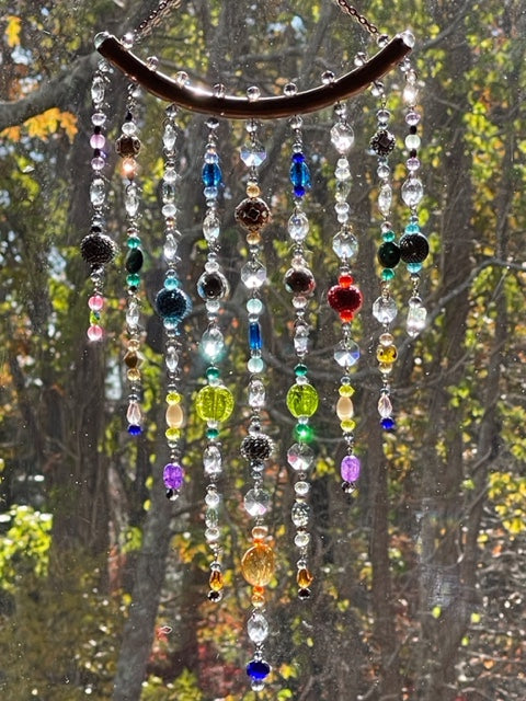 One of Kind Handmade Crystal and Clay Beaded Sun Catcher