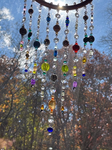 One of Kind Handmade Crystal and Clay Beaded Sun Catcher