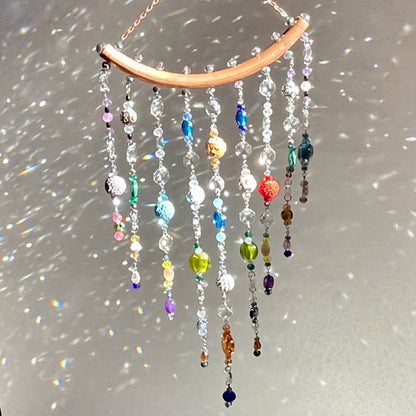 One of Kind Handmade Crystal and Clay Beaded Sun Catcher