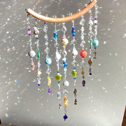 One of Kind Handmade Crystal and Clay Beaded Sun Catcher