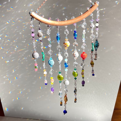 One of Kind Handmade Crystal and Clay Beaded Sun Catcher