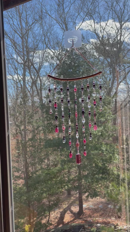 Purple and Pomegranate Beaded Sun Catcher for Window Decor