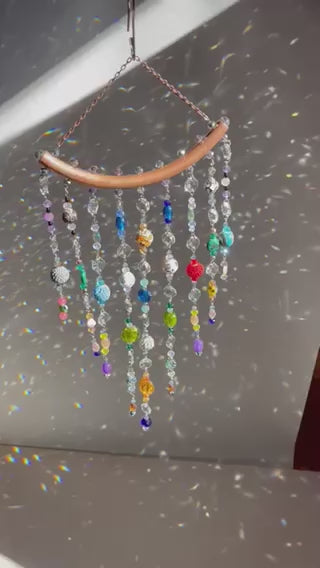 One of Kind Handmade Crystal and Clay Beaded Sun Catcher