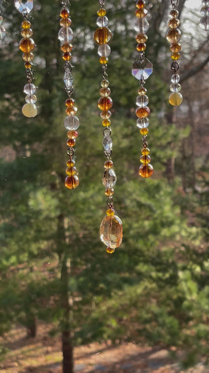 Boho Window Hanging Gold toned Crystals